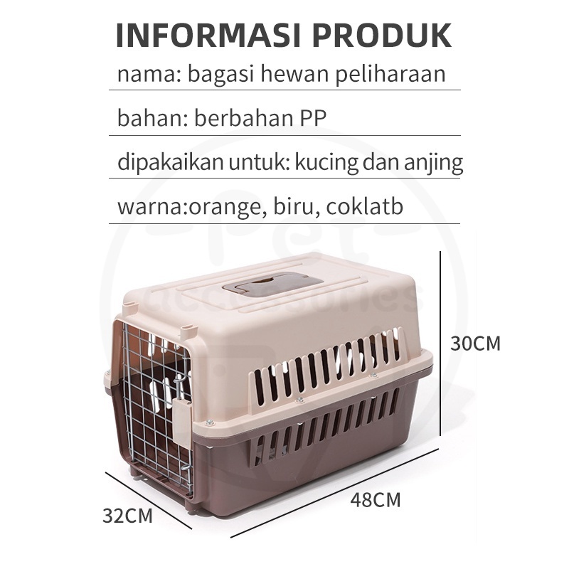 Pet Cargo Kandang kucing Pet carrier Kandang kelinci Kandang musang Ada pintu besi 30*32*48cm