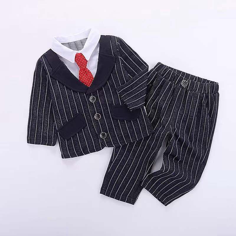 Setelan Anak Cowok Formal NAVY BLUE With Tie Set 3in1 (baju, celana, dasi)