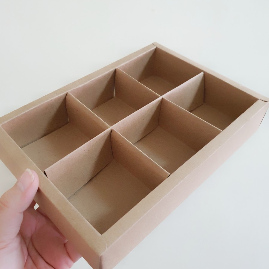 

BOX KRAFT COKLAT POLOS SEKAT 6 DUS NASTAR PIE KOTAK PACKAGING MINI CAKE DONAT COKELAT EGGTART DLL