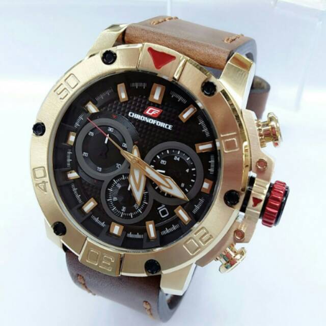JAM TANGAN PRIA 100% ORIGINAL CHRONOFORCE 5257 BROWN GOLD