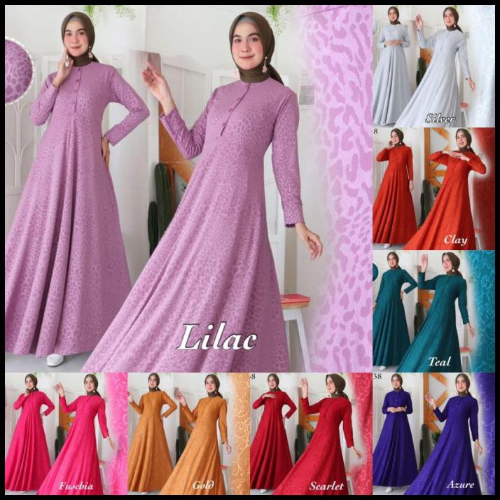 Gamis Jersey Emboss Gamis Busui Kancing Klep 90028 - Lilac
