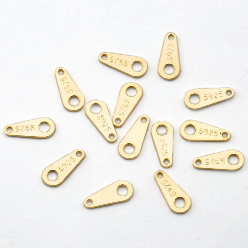 10pcs Konektor Sterling Silver 925 Ukuran 7.8x3.5x0.5mm Untuk Membuat Perhiasan Kalung