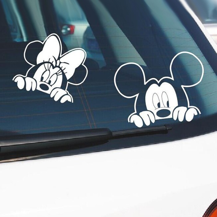 Tempelan Stiker Mobil Mickey Minnie Reflector Kualitas Import