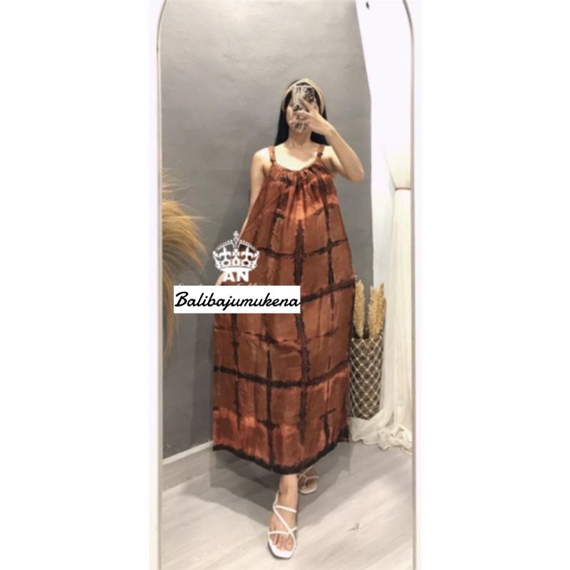 DASTER SINGLET PANJANG RAYON BALI MOTIF TIE DYE SIZE JUMBO/BAJU TIDUR WANITA/DRESS LOW BACK MURAH