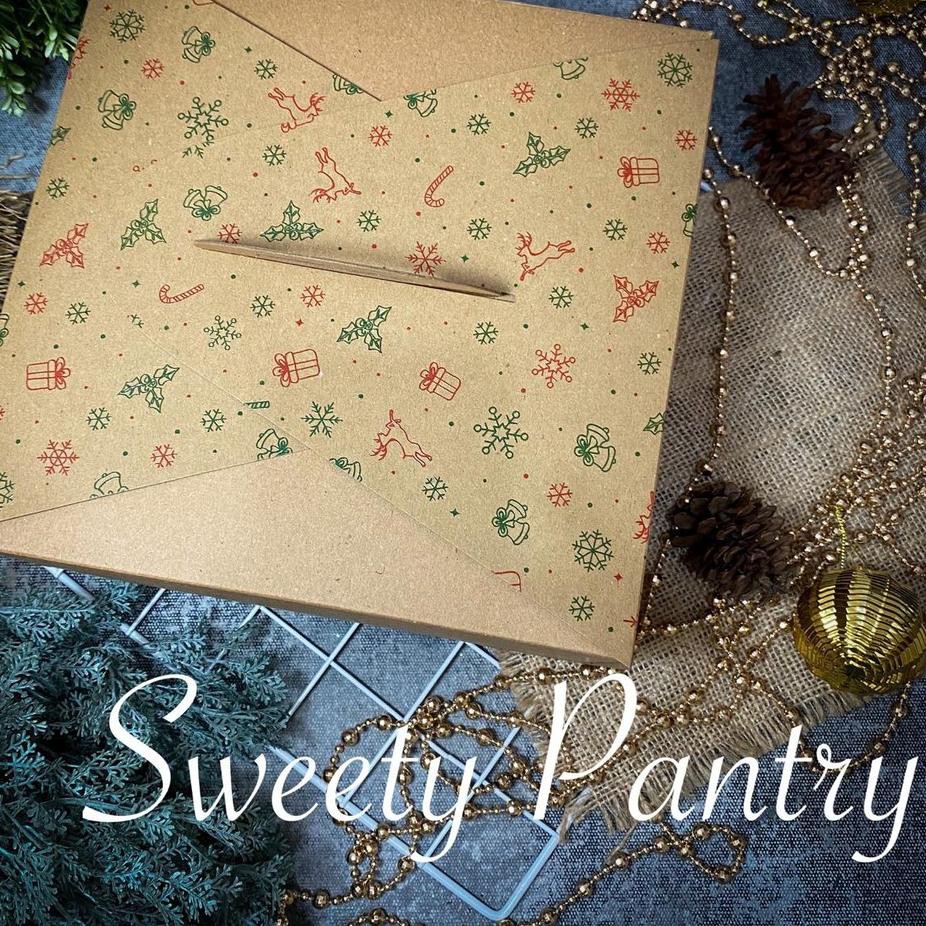 

♥W3W B Natal - Dus kue /box kue /packaging cake 25x25x12 Brown Natal ♥O4
