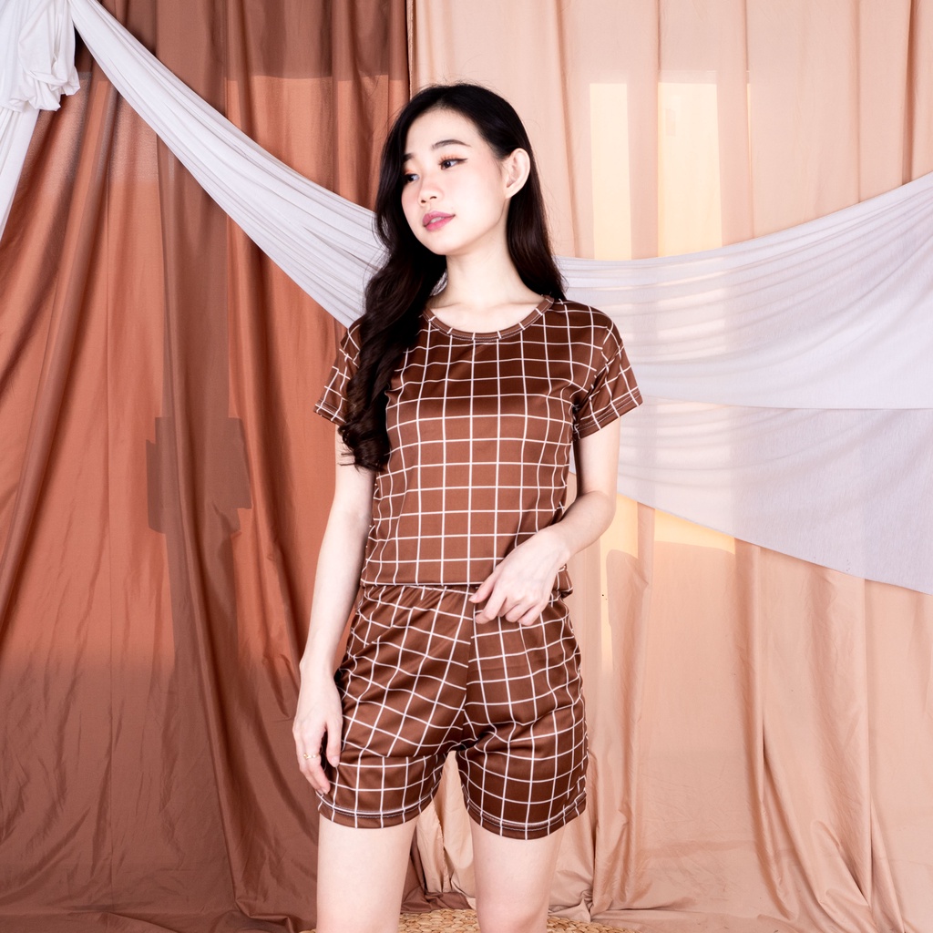 SETELAN ONE SET WANITA LESTARI / BASIC TIEDYE SET DAILYSET / ONESET TIE DYE-SET VIVI KTK COKLAT