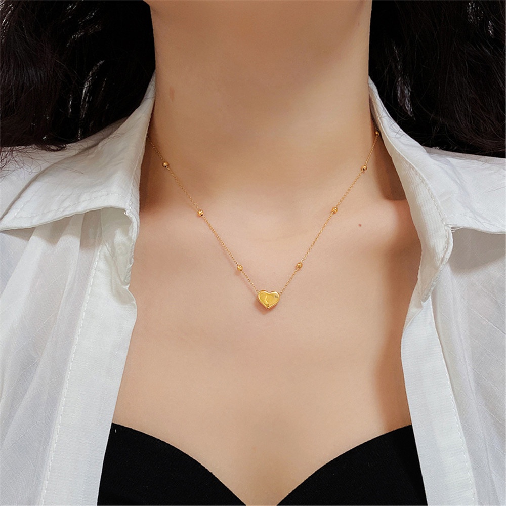 【COD Tangding】Love Pendant Necklace Female Clavicle Chain Temperament Simple Fashion Necklace Choker Jewelry