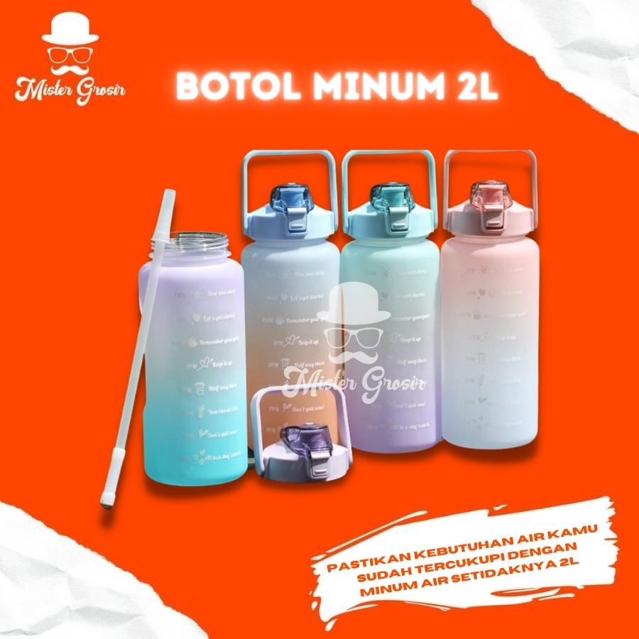 Botol Air Minum 2L 2000ml Jumbo Viral Korea Kekinian Pendaki Camping Traveling Hiking Multifungsi Gy