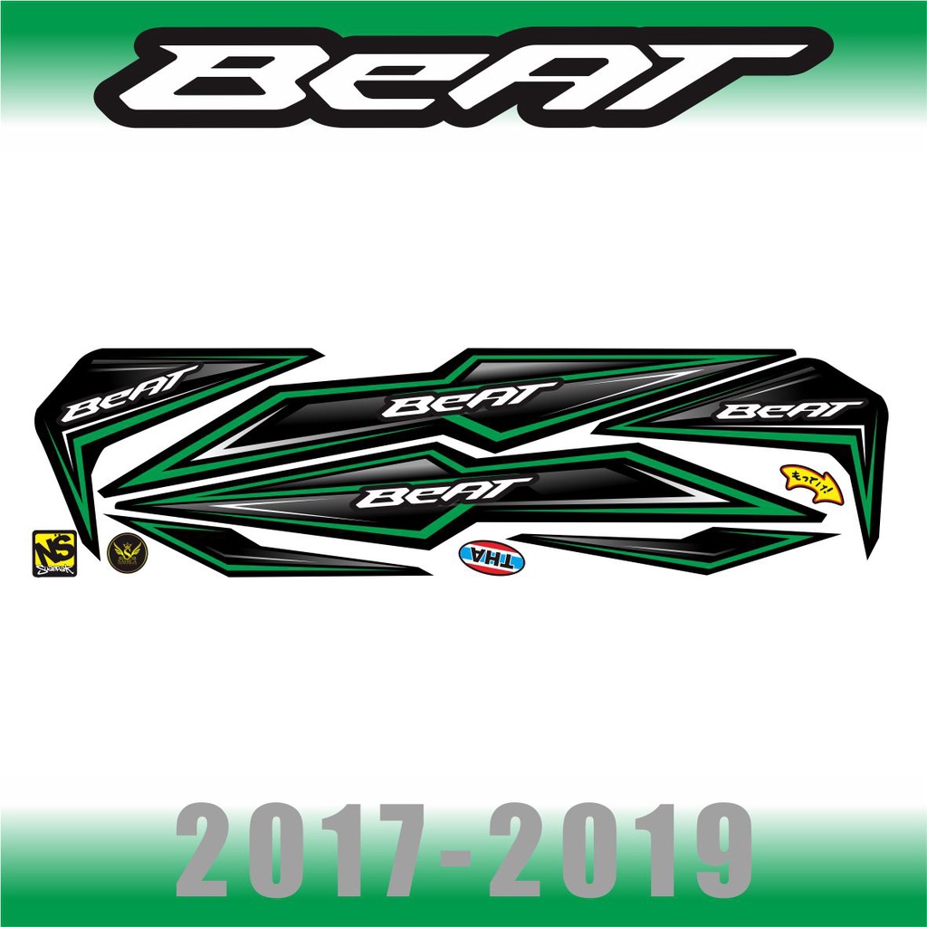 STRIPING MOTOR VARIASI BEAT NEW STREET/ESP 006 /STRIPING COD HITAM LIS HIJAU