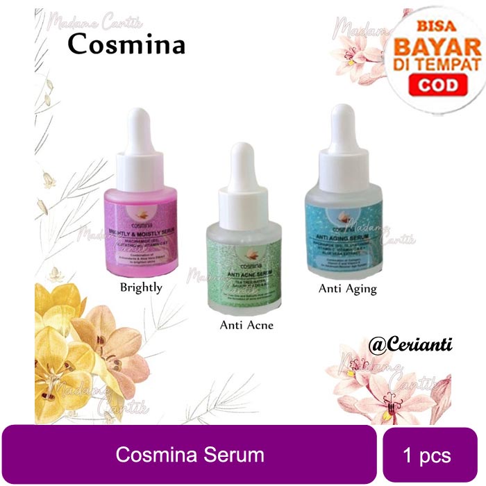 COSMINA FACE SERUM 20 ML | SERUM WAJAH | BRIGHTLY MOISTLY - ANTI AGING - ANTI ACNE | JERAWAT | MENCERAHKAN