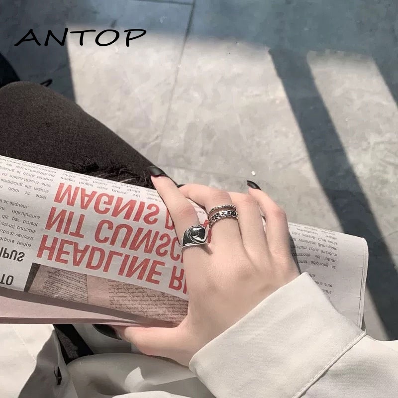 Fashion Cinta Cincin Kepribadian Retro Pembukaan Indah Wanita Pria Pernikahan Pertunangan Perhiasan Hadiah ANTOP