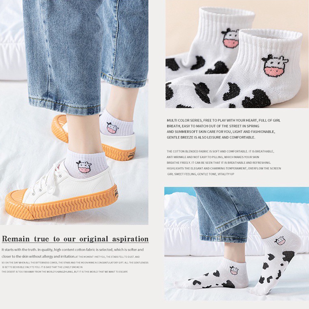 BRGUNIK Kaos Kaki Fashion Unisex Motif Sapi Lucu Wanita Pria Murah Import R596