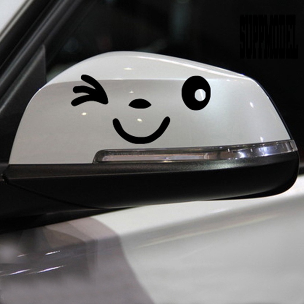 2pcs Y-111 Stiker Reflektif Motif Kartun Smile Tahan Air Untuk Kaca Spion Mobil