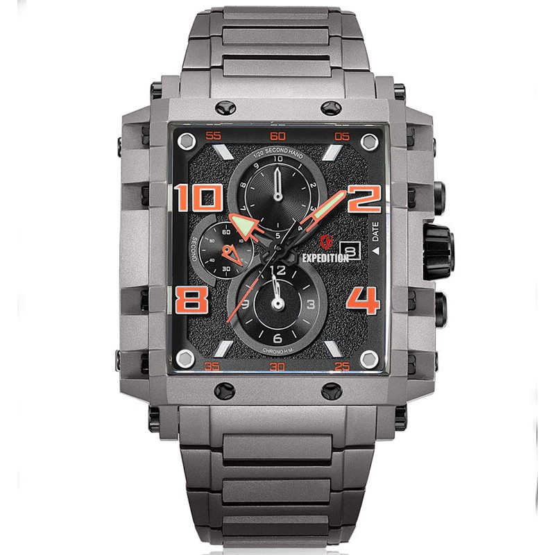 Expedition E 6757 MC BTTBAOR Chronograph Men Black Dial Black Titanium Strap