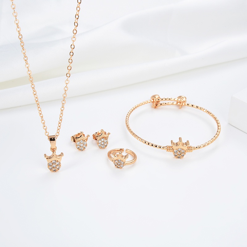 Agate 32s Set Perhiasan Titanium Anak Wanita Anti Lapis Emas Karat Isi Love Silver Dan Tidak Luntur 