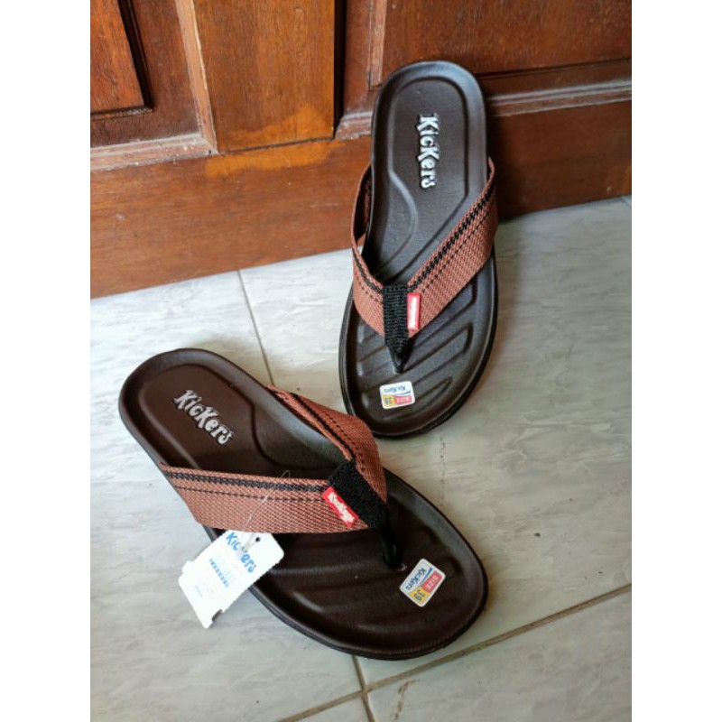 sandal jepit Kickers sandal pria coklat murah