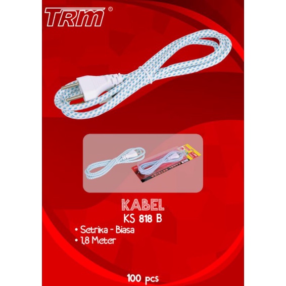 Kabel Setrika steker gepeng isi 2 kabel panjang 1.8m