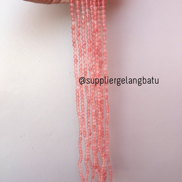 supplier kristal cherry quartz pink natural crystal stone healing 8mm perhiasan pria wanita terapi