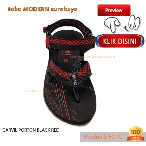 CARVIL PORTON BLACK RED sandal anak casual sandal gunung