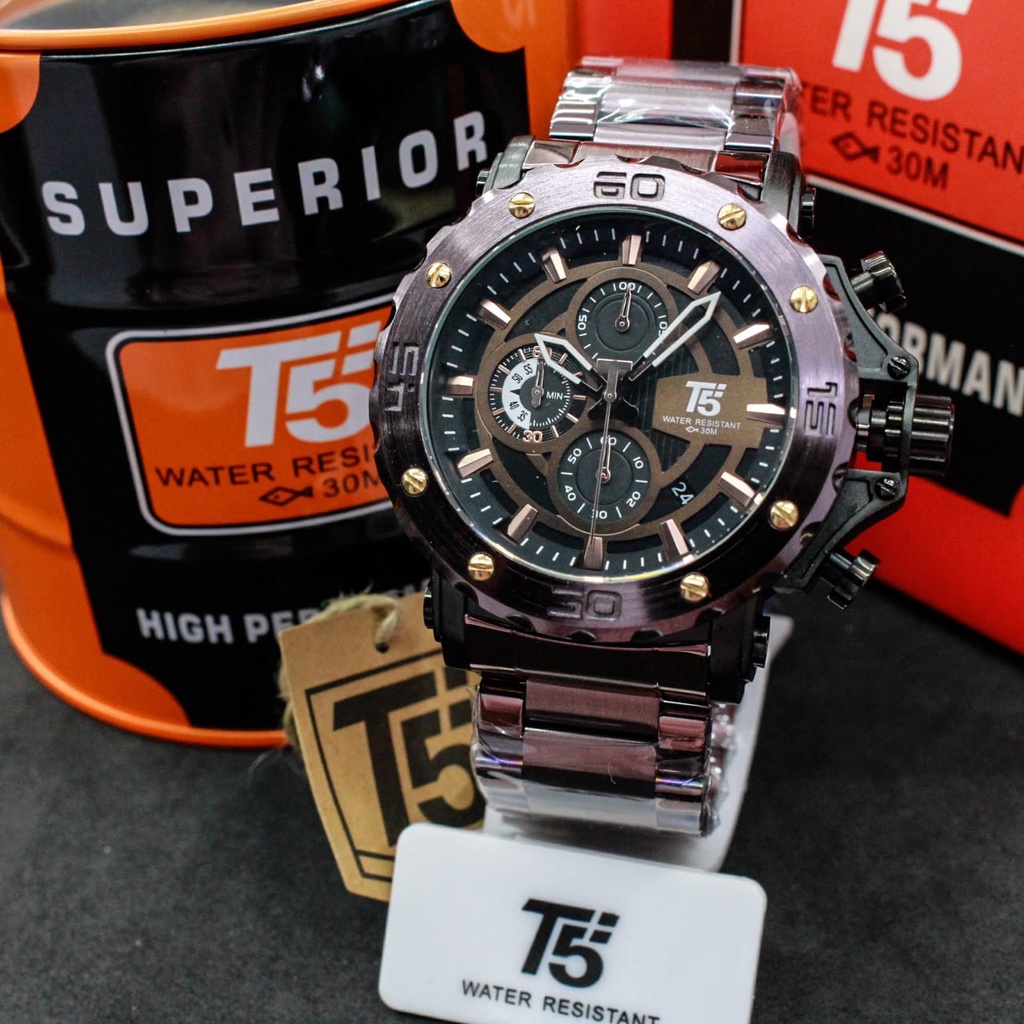 T5 H 3702 original bergaransi Jam tangan pria T5 H3702 rantai crono aktif terbaru