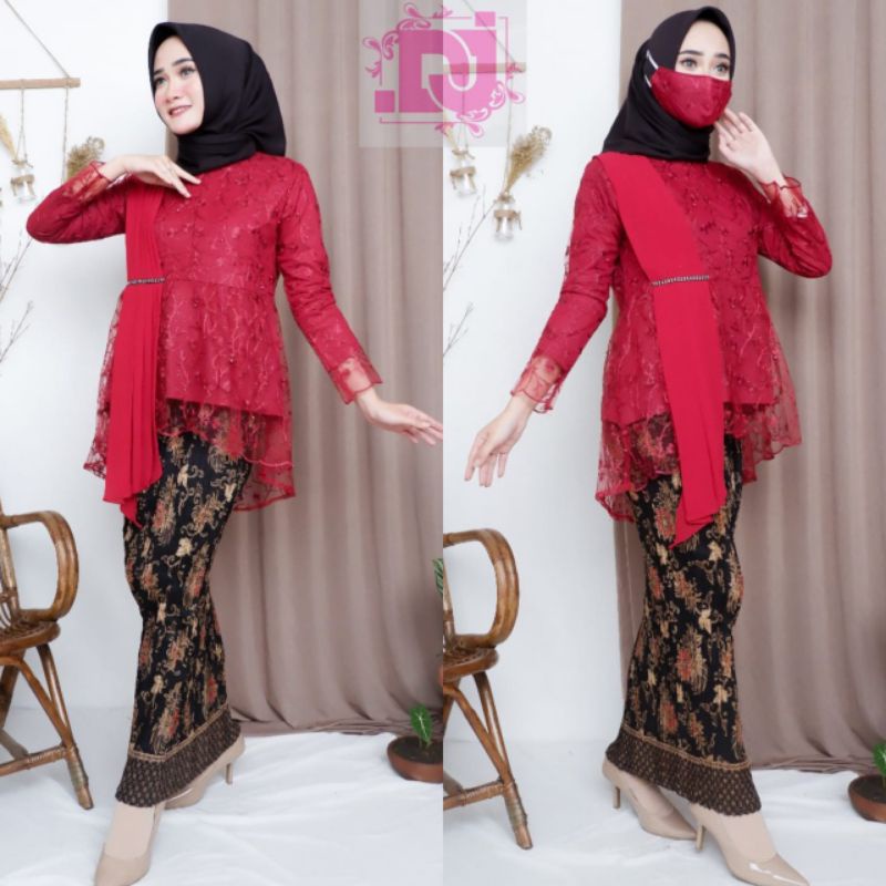 IndahKebaya | SET KEBAYA SELENDANG TILLE MODERN / AURORA CERUTTI / BLOUSE MAYANG / PESTA / WISUDA