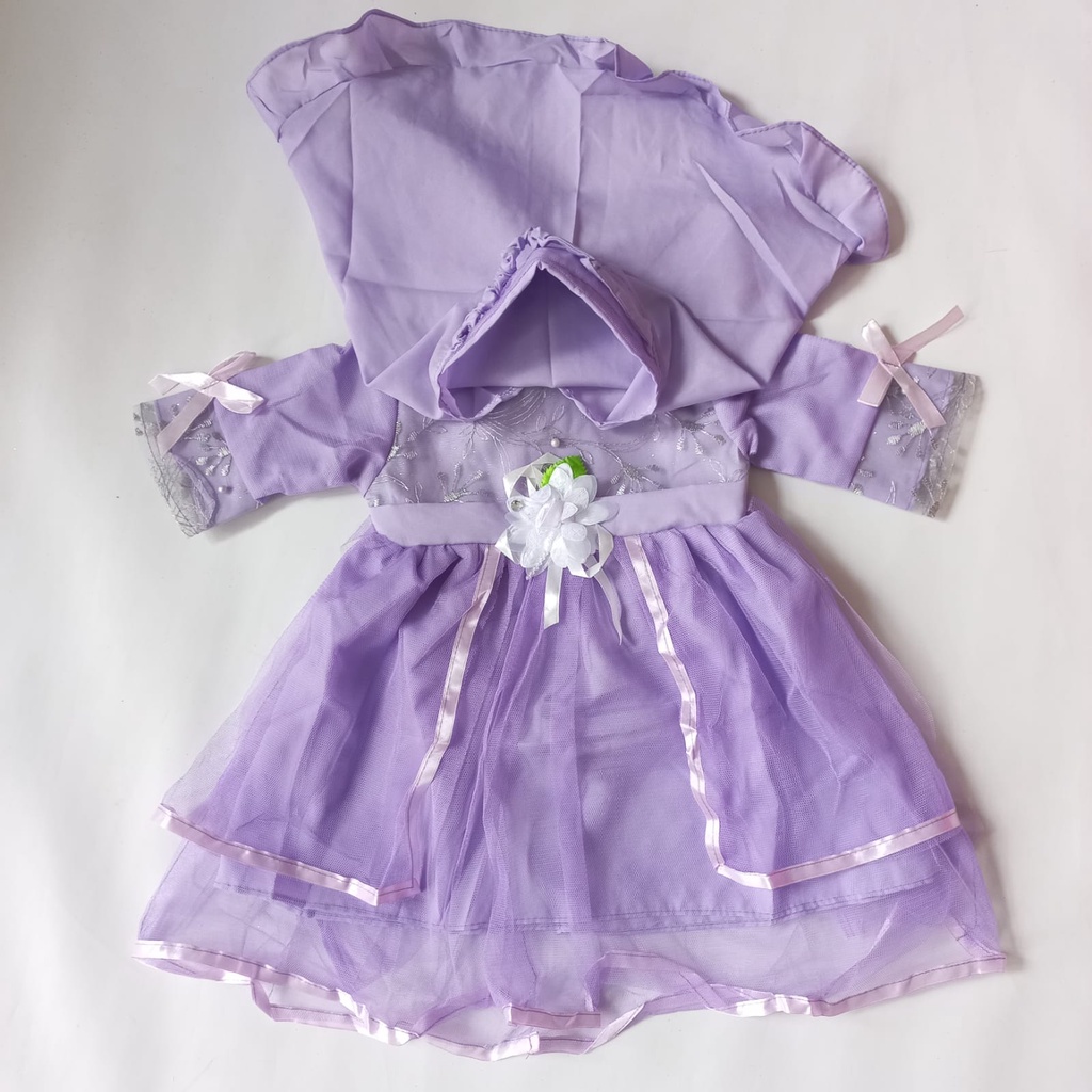 Gamis Bayi Perempuan 6 12 Bulan Warna Sage Green Lilac Lavender Kekinian 2022 1 set Hijab Brokat Tile Terlaris Korea Trending KA65