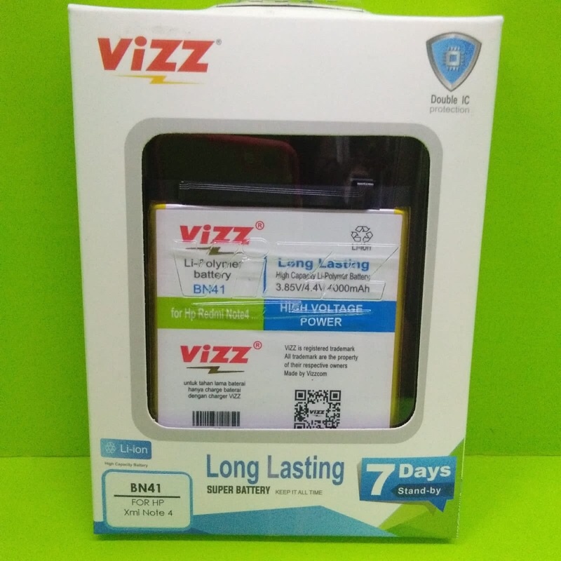 baterai double power vizz xiaomi redmi note 4 bn41