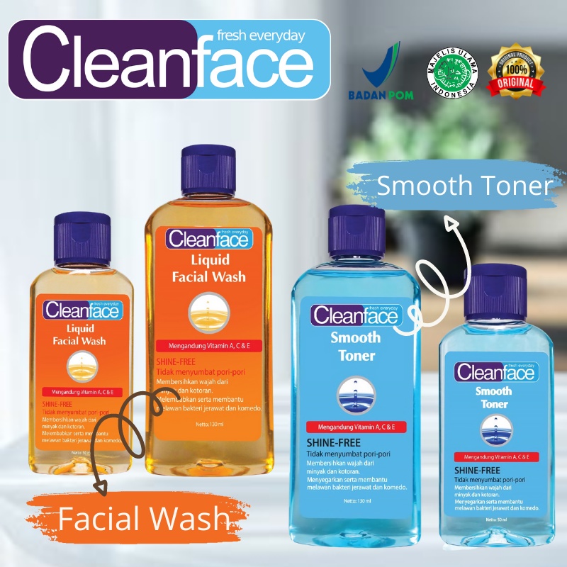 ★ BB ★ Cleanface Liquid Facial Wash - Sabun Cuci Muka - Clean Face - Purbasari - 50ml - 130ml