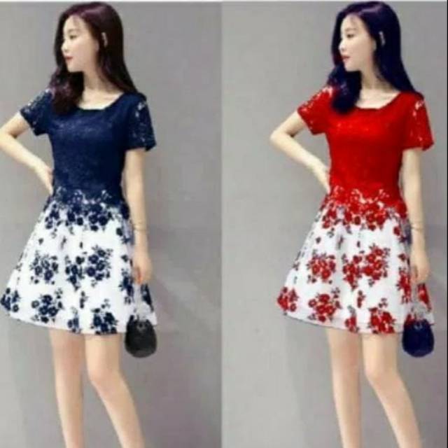 Dress flower brukat korea