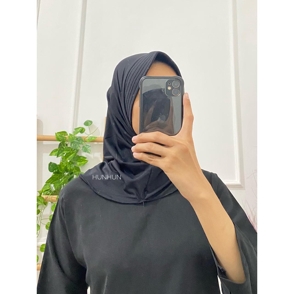Hijab Sport Olahraga Pusatgrosir_solo/ Jilbab Sport Murah/ Jilbab Instan Jokowi-HIJAB SPORT HITAM