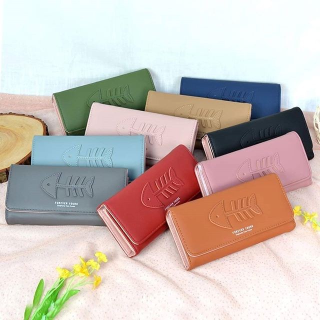 Dompet Lipat Panjang Logo Fish Bone Wanita Import 2306-22