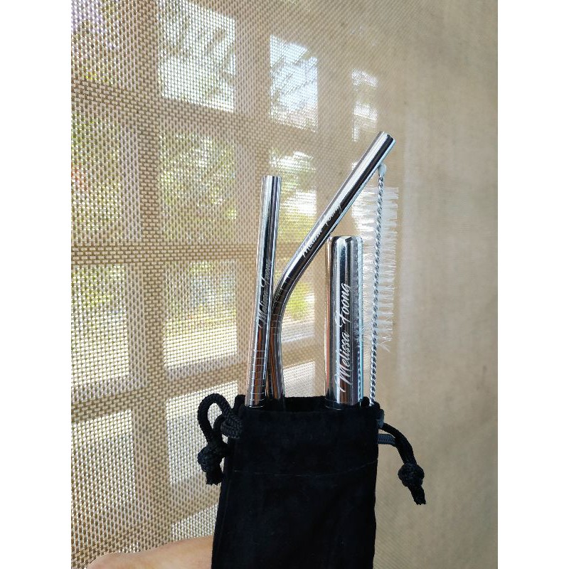 Stainless straw set / custom nama sedotan set stainless