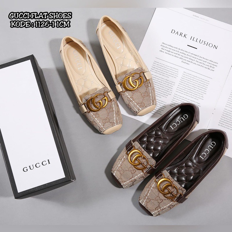 SEPATU SHOES WANITA FLAT SLIP ON GC GUCCI FLAT 26 MULES SLIP IMPORT PREMIUM ORIGINAL