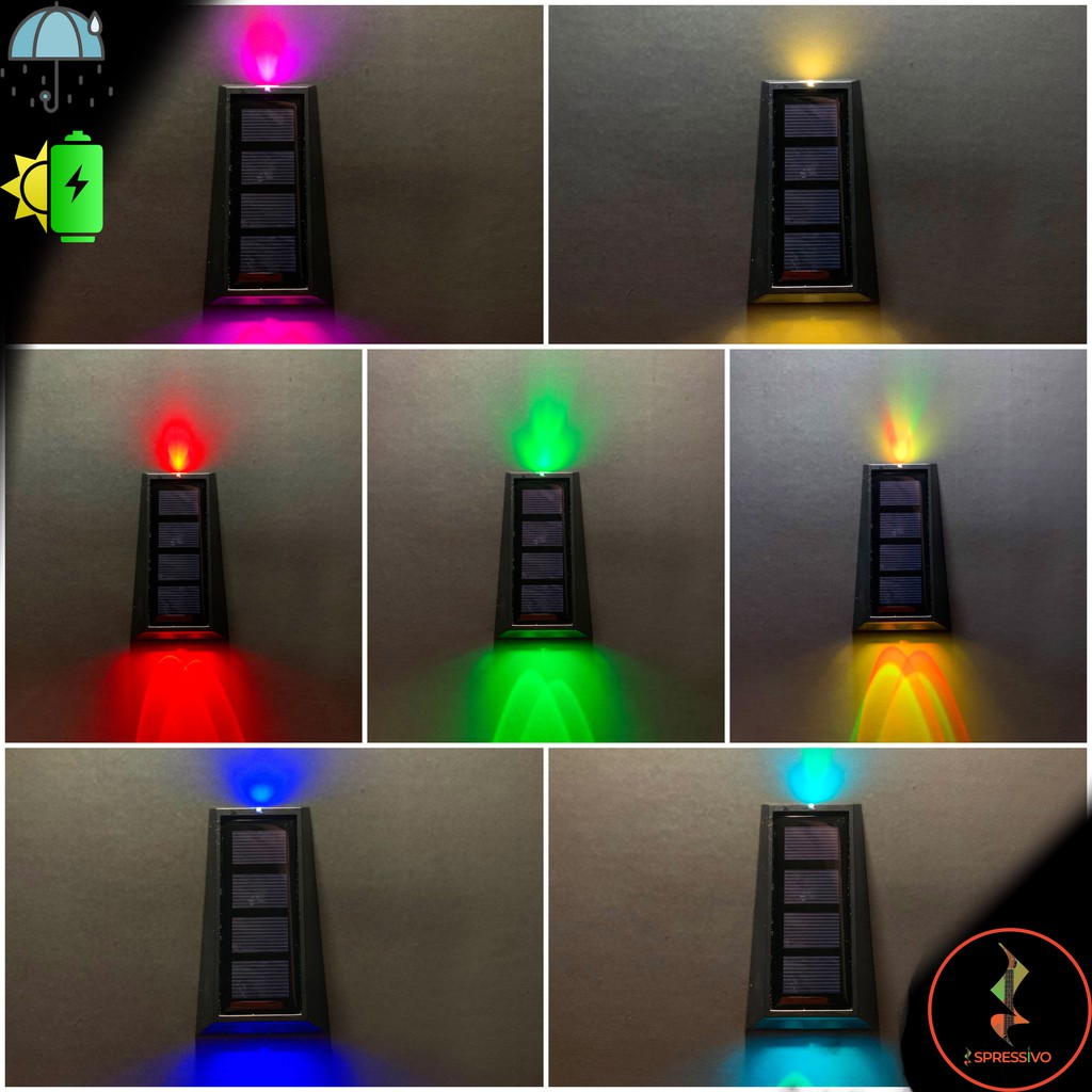 Lampu Dinding Compact LED Tenaga Surya Putih | RGB 7 Warna Tahan Hujan