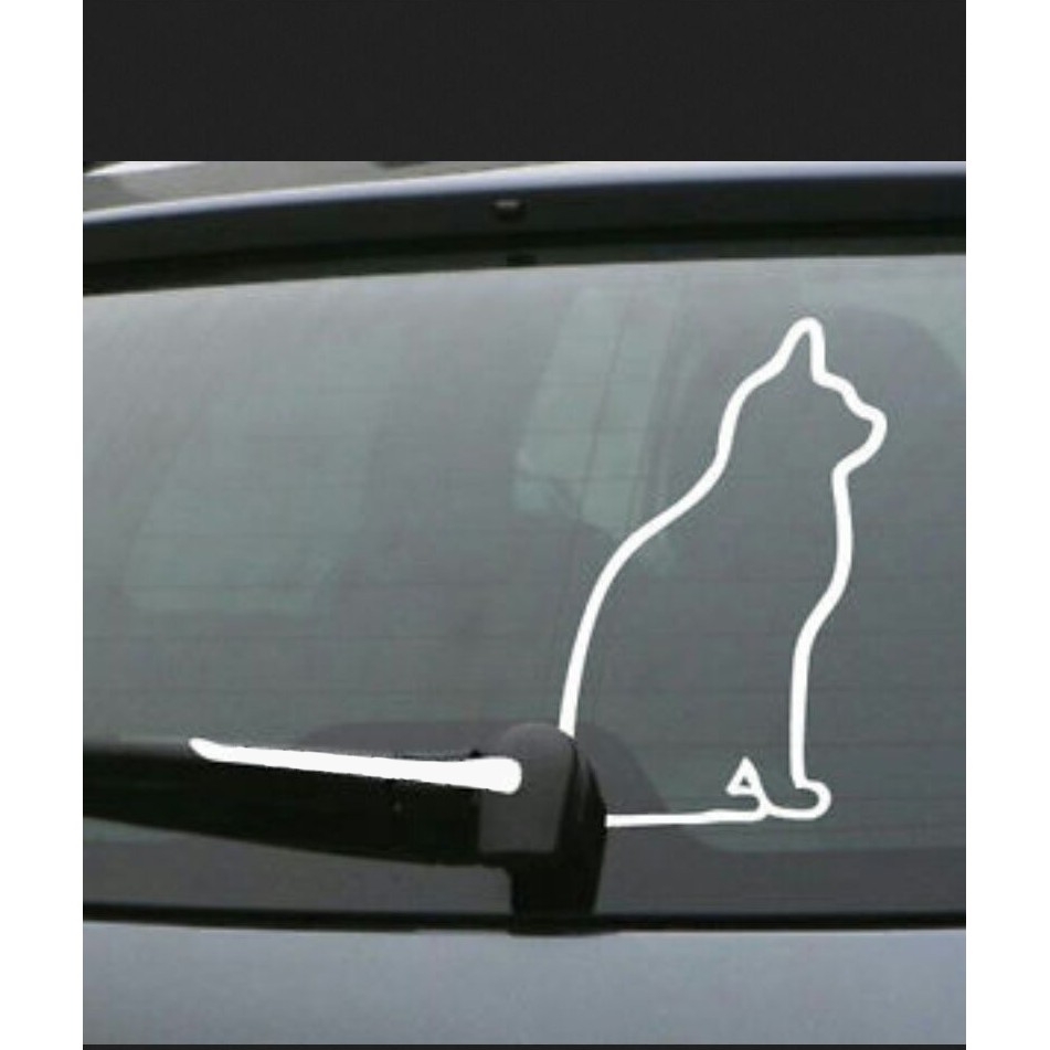 Stiker Wiper Mobil kucing Goyang Ekor Sticker Outline Cat Tail wave 2