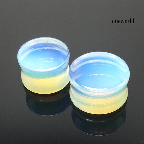 OW@ 1 Pc 5-18mm Opalite Double Flared Saddle Gauges Ear Plug Cool Stretcher Piercing