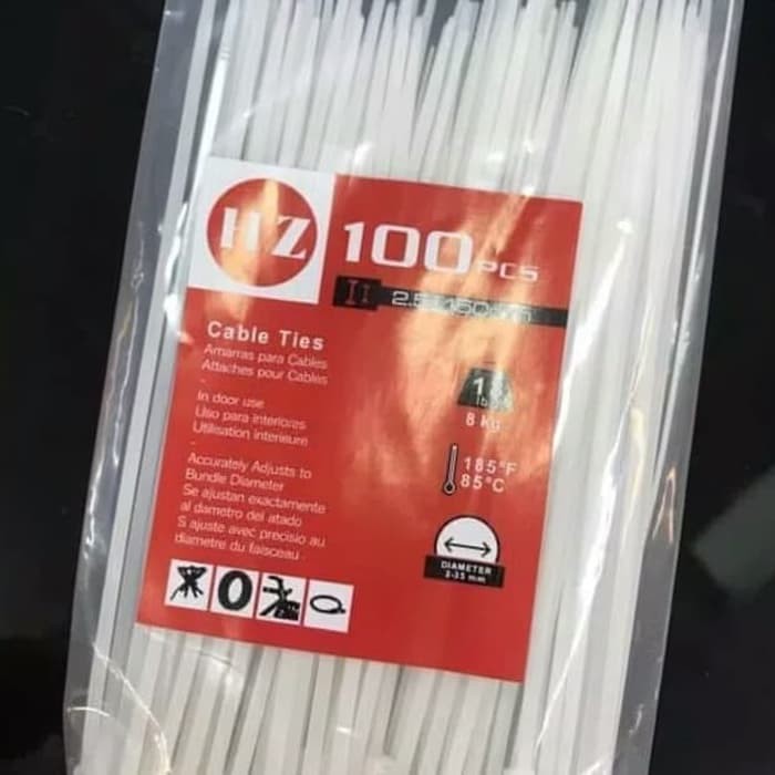 kabel tis 15cm / pengikat / nylon cable tie warna putih - Putih