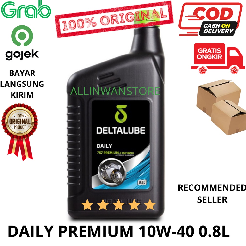 Oli Deltalube Daily 757 Premium SAE 10W40 API Service SL JASO MA isi 0.8 Liter 10w40 Original 100%