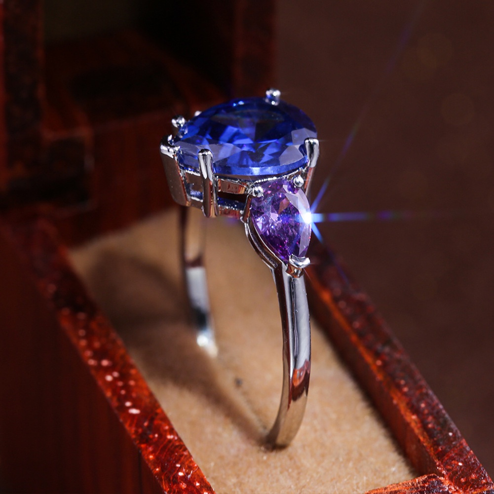 Hu Hu Hu Hu Hu Alat Bantu Pasang Kacamata♡ Cincin Wanita Hias Sapphire Amethyst Imitasi Untuk Pesta Pernikahanhadiah