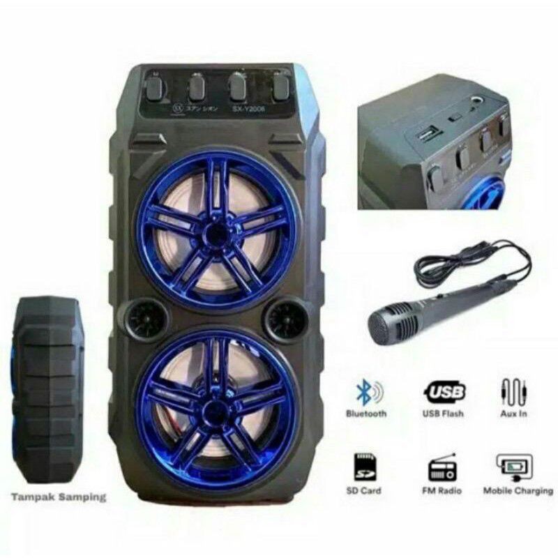 Speaker bluetooth+mic karaoke sq-2008 wireless bluetooth bass full mic