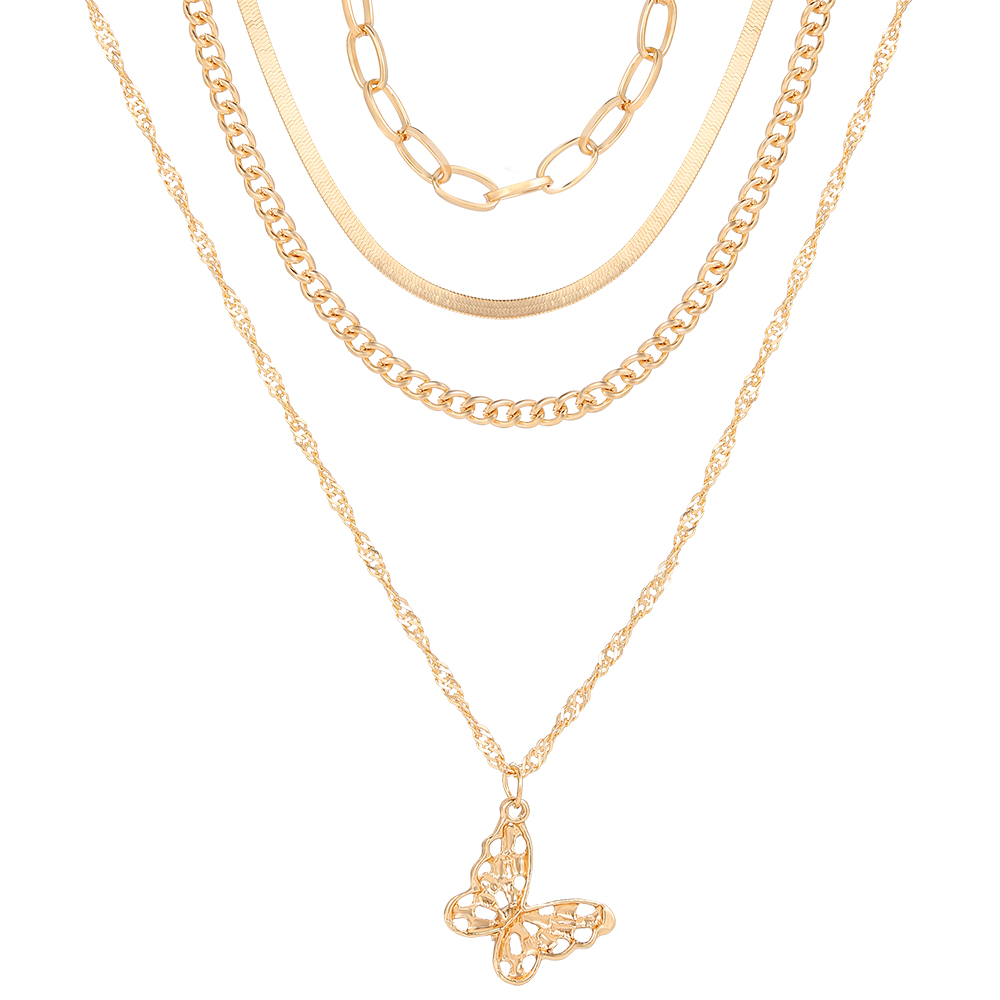 17KM Korean Retro Gold Necklace Personality Lock Moon Heart Clavicle Chain Jewelry Accessories-5