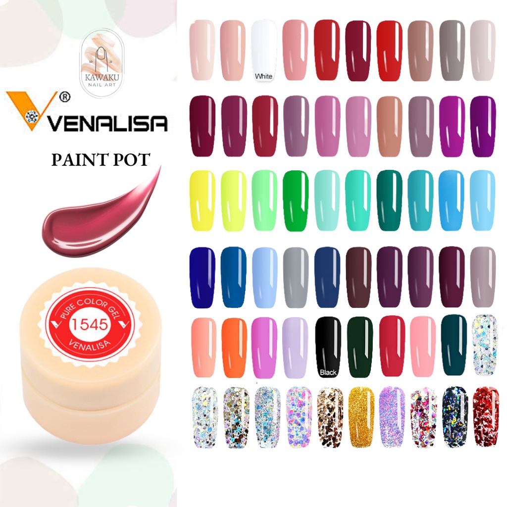 Venalisa Kutek Gel Nail Polish Paint Pot UV LED 60 Warna No. 1510 - 1607