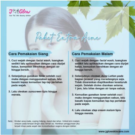 Jglow Skincare Paket Extra Acne Sulfur Whitening Cream Skin glowing Perawatan  Paket Kecantikan-6