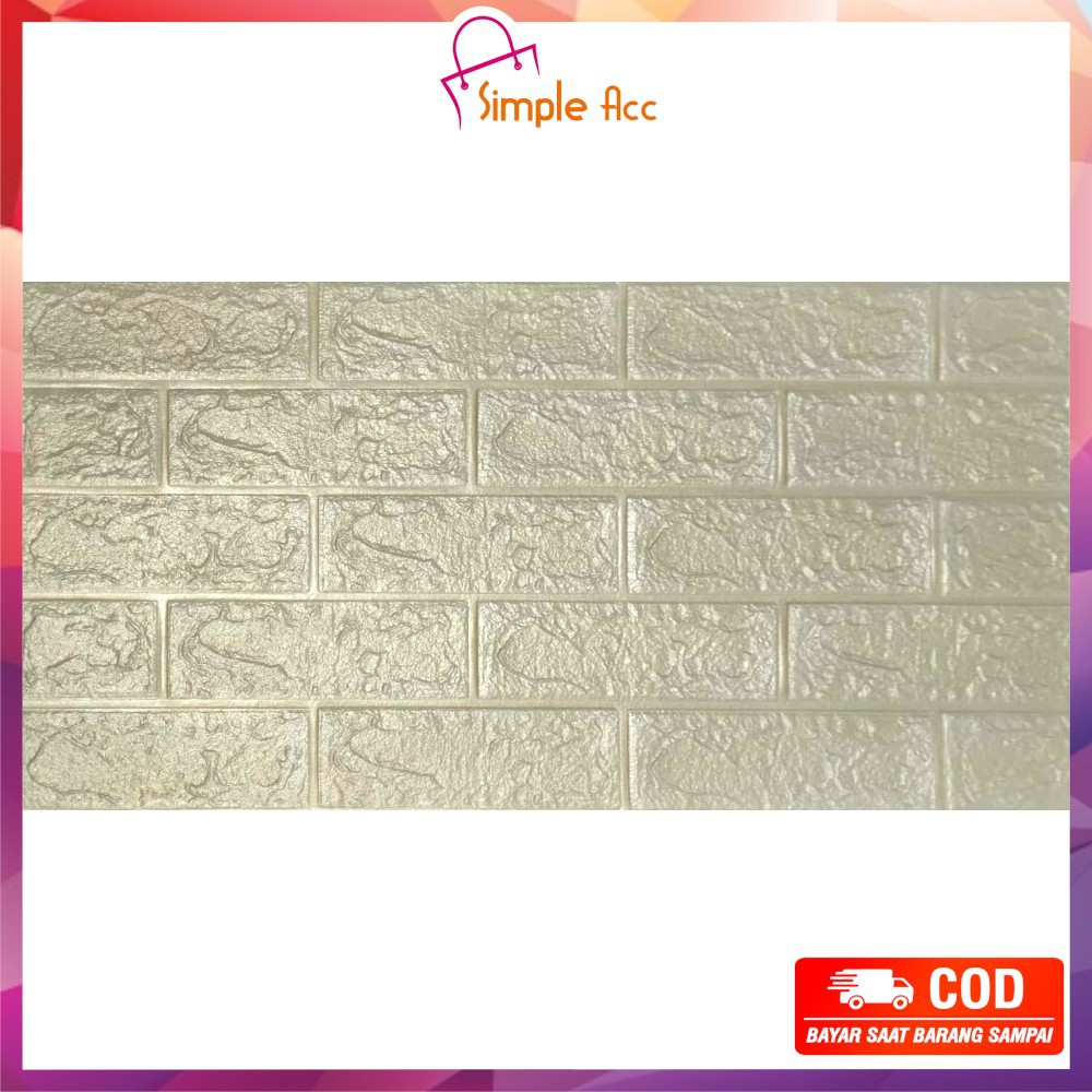 ~COD~ DO-C206 Wallpaper Dinding Foam 3D Kecil Motif Batu Bata/Walpaper Stiker Dinding Dekorasi Kamar-Batu Bata GOLD