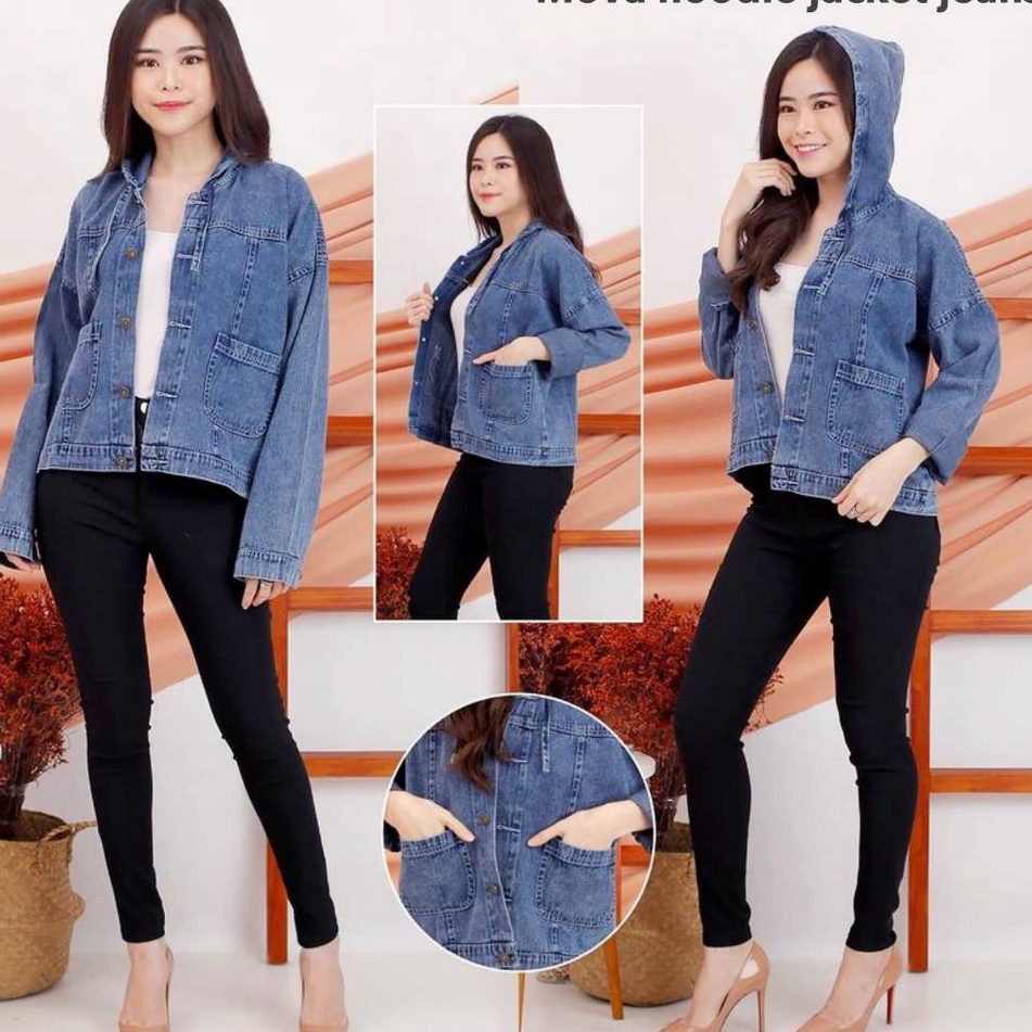 (ORIGINAL) Hoodie patch jacket jeans wanita by Genijeans