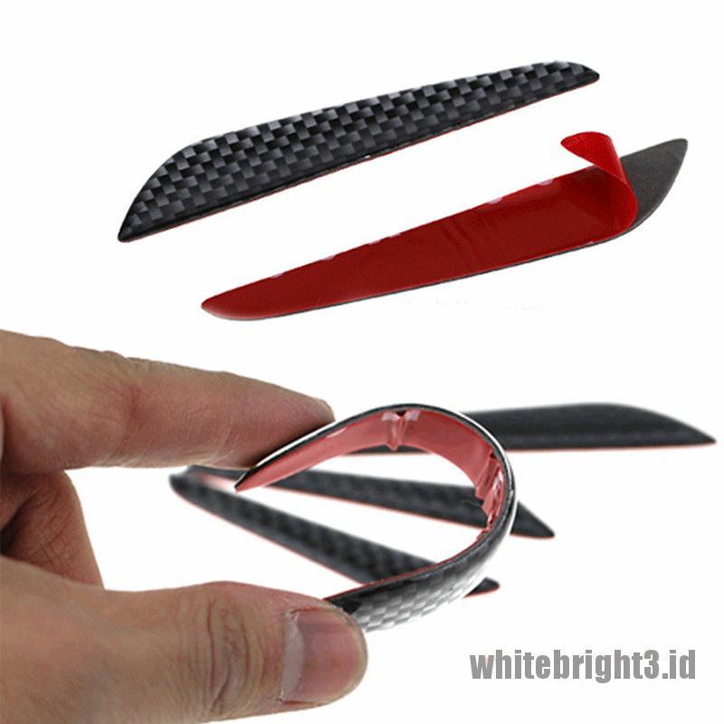4 Pcs Strip Pelindung Ujung Pintu Mobil Bahan Serat Karbon Anti Tabrakan Warna Putih