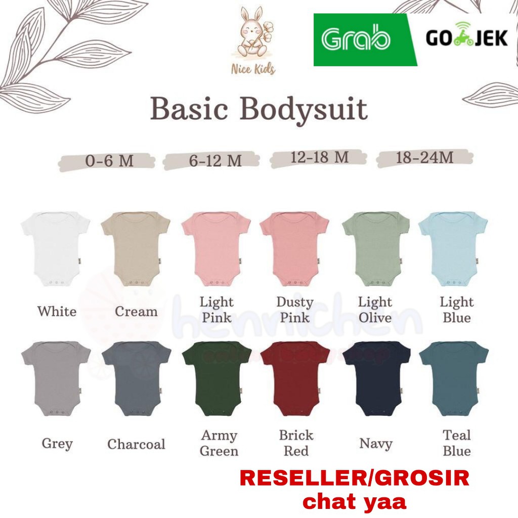 NICE KIDS / NICEKIDS BASIC BODYSUIT BODYSUIT BAYI JUMPER BAYI 0-24 BULAN