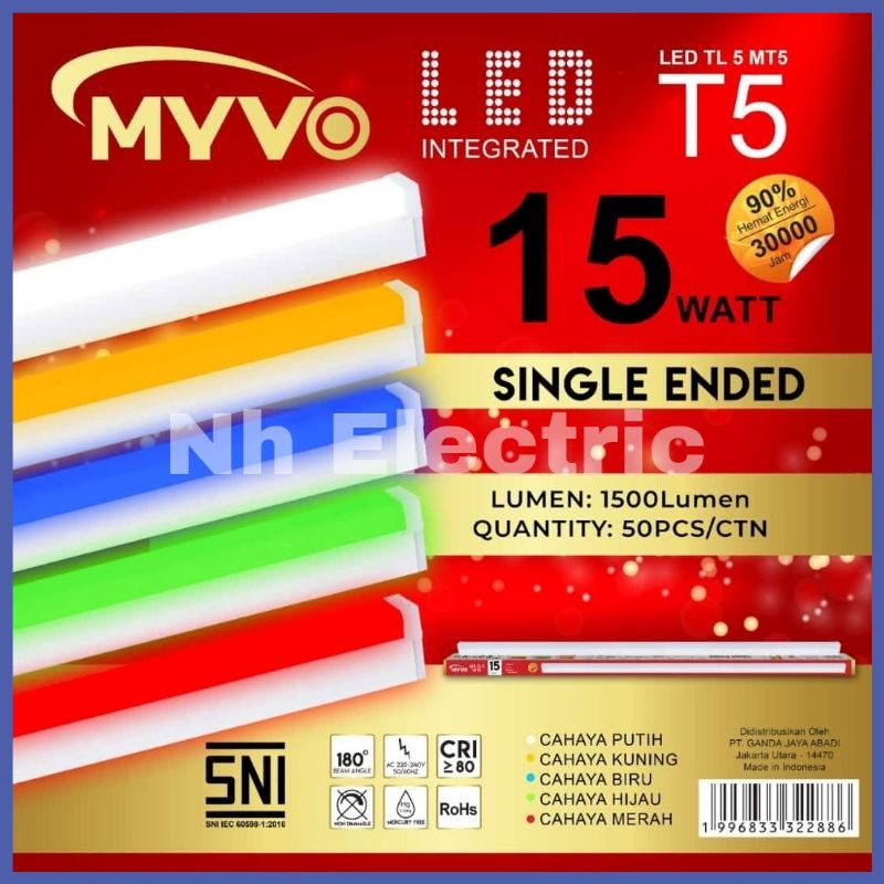 Lampu TL Led T5 15Watt Putih Myvo - Myvo Led T5 15W Lampu Modern Minimalis