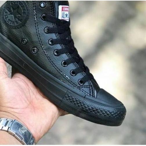 ◌ Sepatu CONVERSE ALLSTAR High Kulit Full Black Grade Original ♠