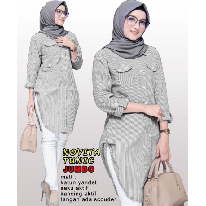 NOVITA TUNIC Baju Atasan Wanita Jumbo terkini B1-Love 61215-63201-67152 (L,XL,XXL)